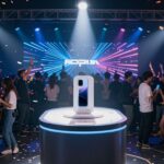 Brand launch with entertainment and confetti.