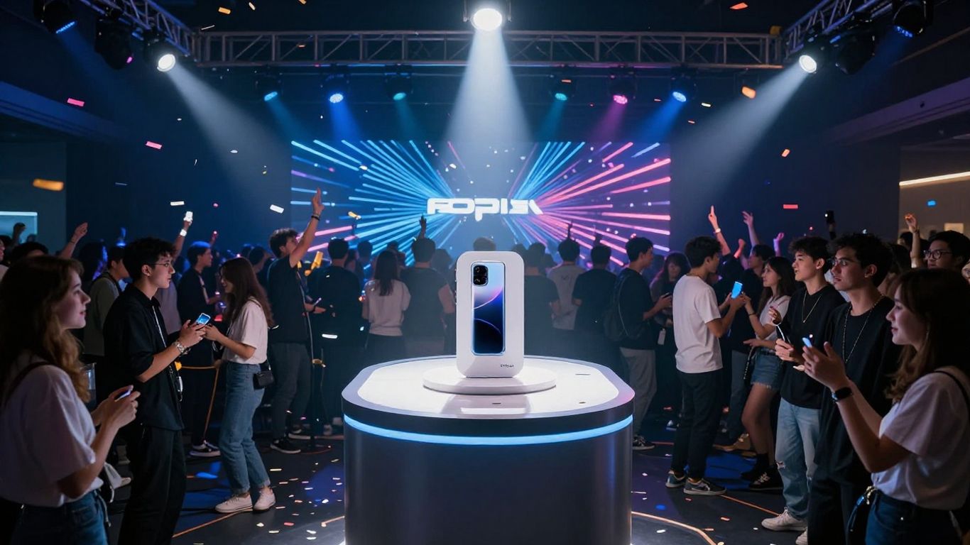 Brand launch with entertainment and confetti.